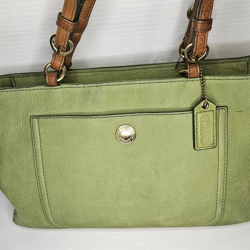 Vintage Coach Chelsea Tote Green Nubuc F10187 Rare